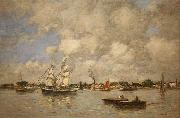 Eugene Boudin Bordeaux, Boats on the Garonne France oil painting artist